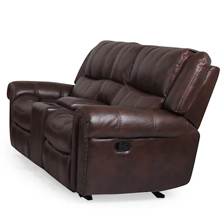 Casual Reclining Love Seat with Middle Console